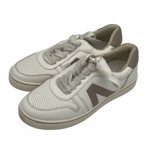 Mia Alta Womens White & Beige Sneakers Size 7M Casual Perforated Lace-Up Style